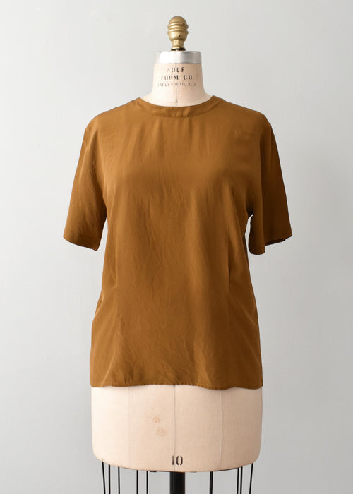 vintage clay silk top (m)