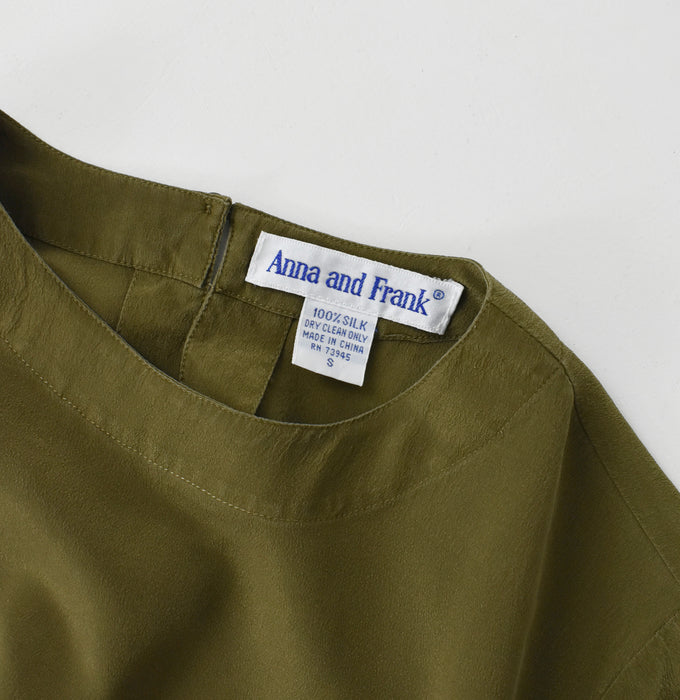 vintage olive silk shirt (s)