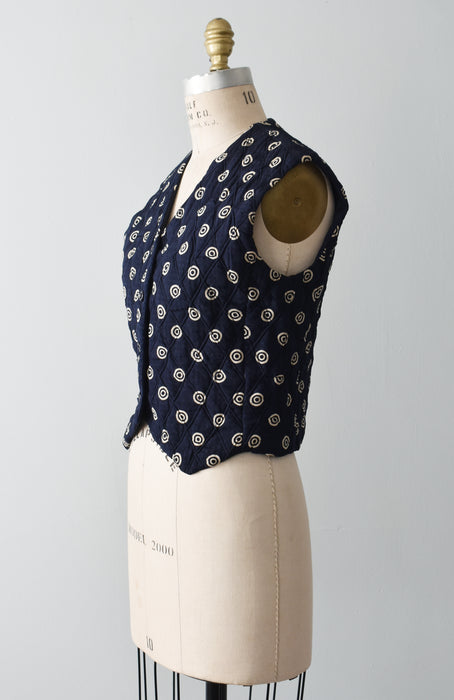 vintage quilted silk vest (s)