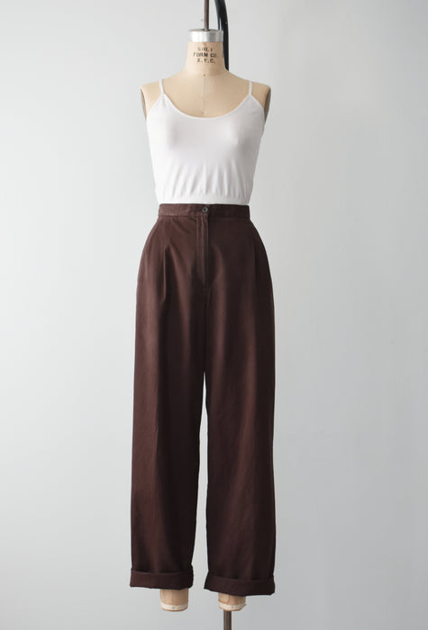 Vintage Brown Cotton Trousers (l)