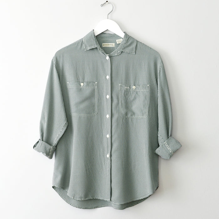vintage forest green gingham shirt (s/m)