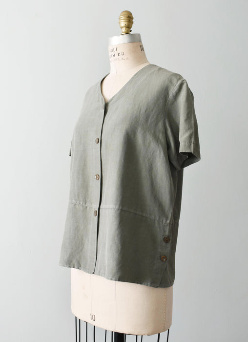 vintage silk & linen top (m)