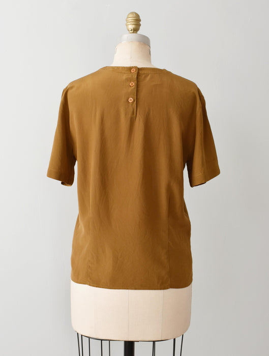 vintage clay silk top (m)