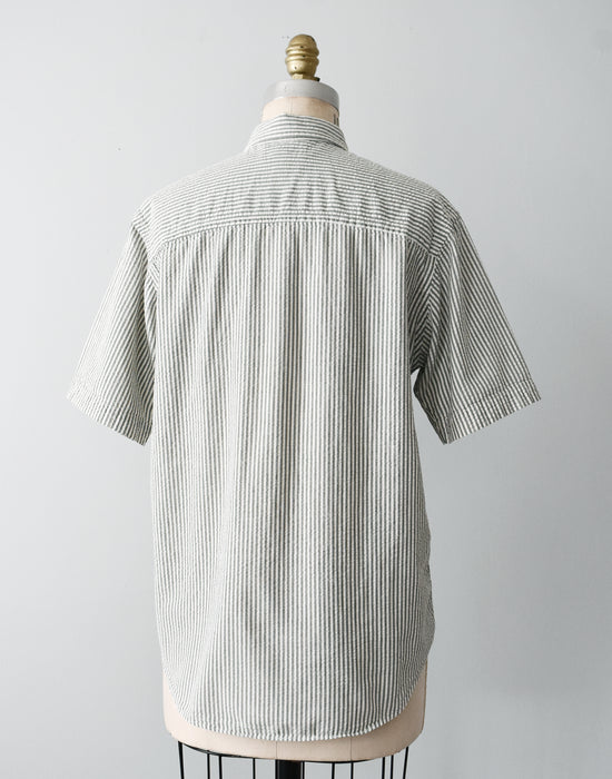 vintage green seersucker stripe shirt (m/l)