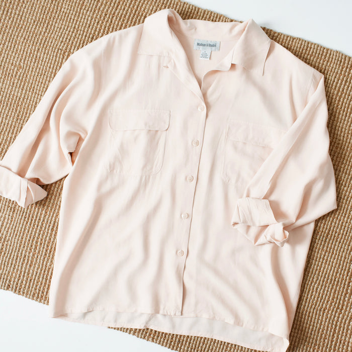 vintage blush silk blouse (l/xl)