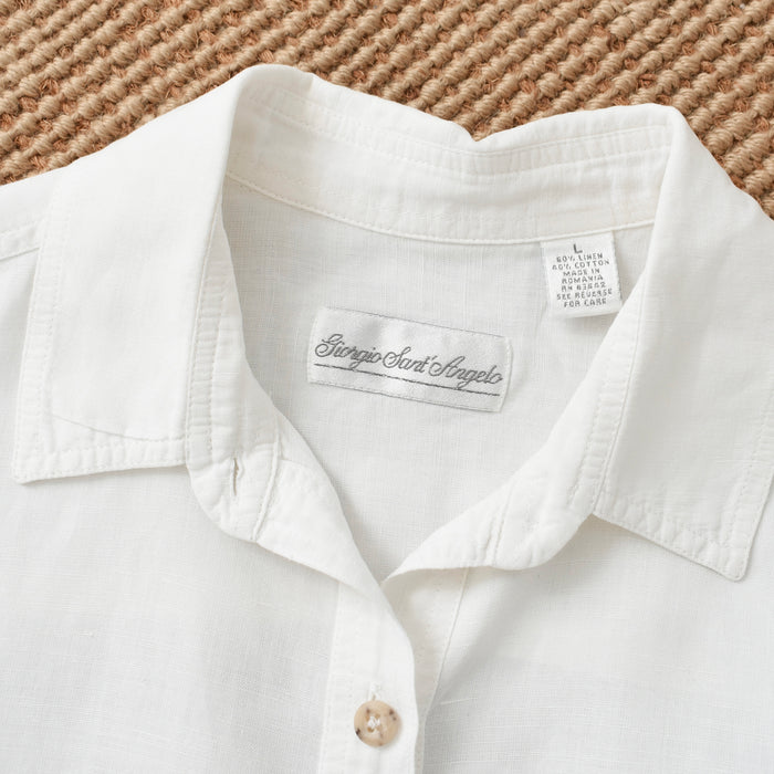 vintage white linen & cotton shirt (l)