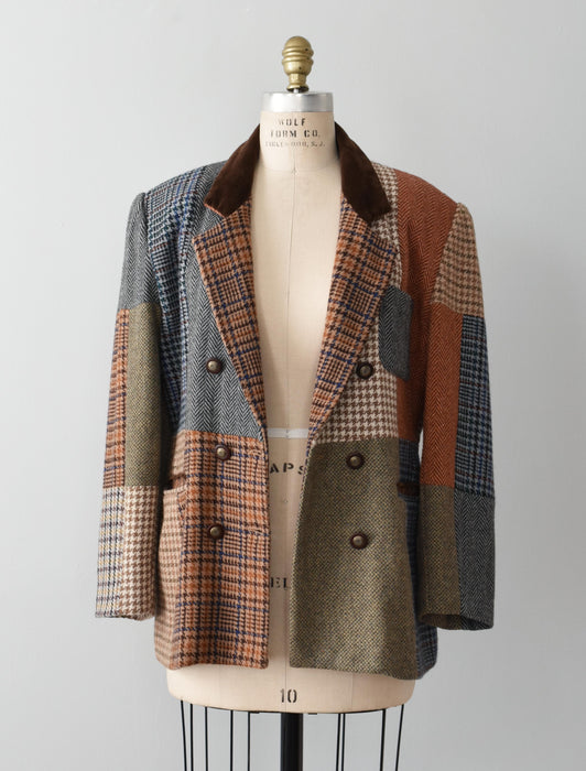 vintage mixed plaid wool blazer (m)