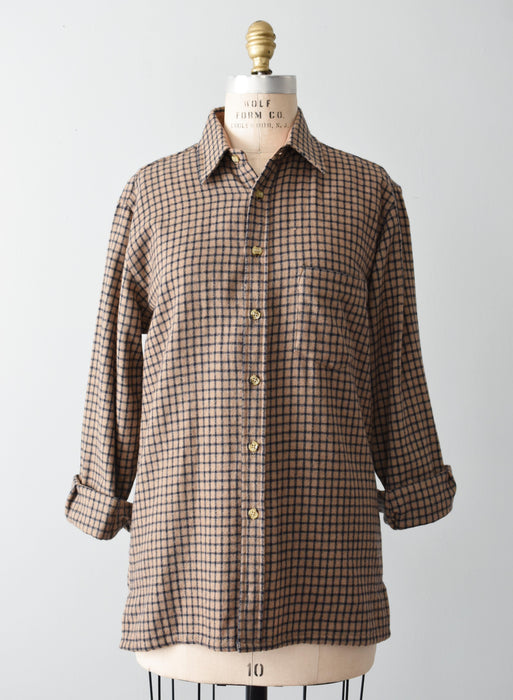 vintage windowpane wool shirt (s)