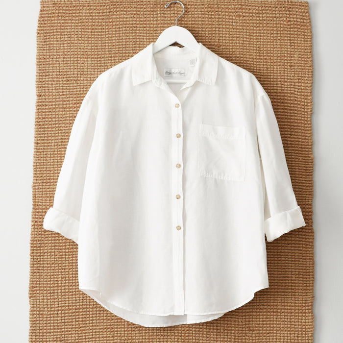 vintage white linen & cotton shirt (l)