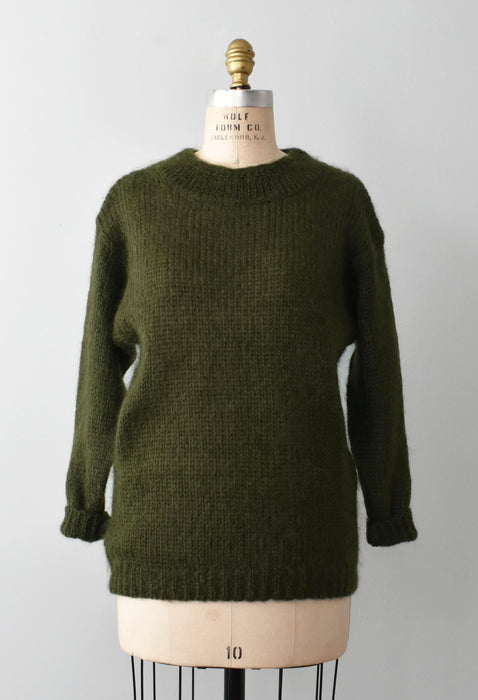 vintage olive mohair sweater (xs/s)