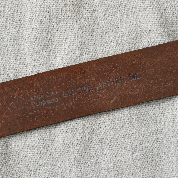vintage dark brown leather belt (l)