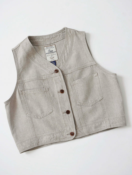 vintage cropped linen top (s/m)