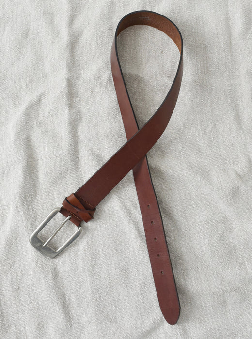 vintage dark brown leather belt (l)