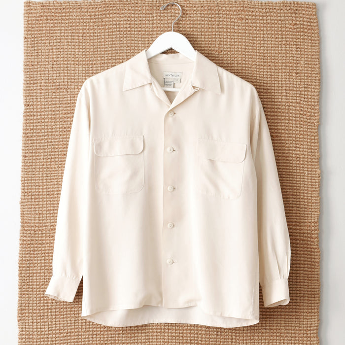 vintage cream silk blouse (m)