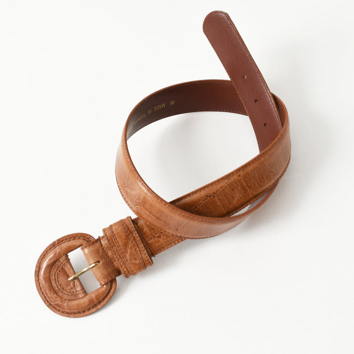 vintage tan leather belt (m)