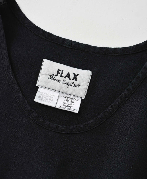 vintage black flax linen shirt (l/xl)