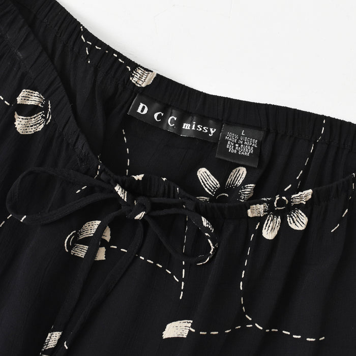 vintage black botanical skirt (l)