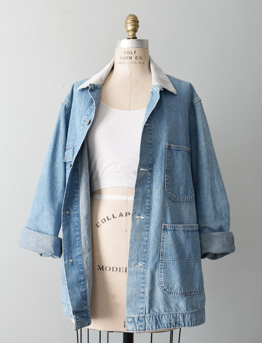 vintage denim chore coat (l)