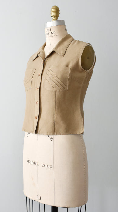 vintage cropped sleeveless blouse (s)