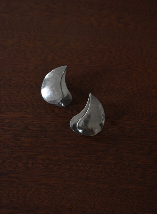 Vintage Silver Petal Earrings