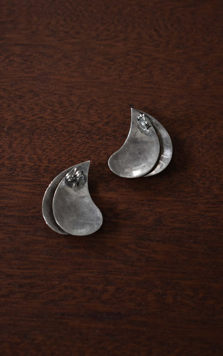 Vintage Silver Petal Earrings