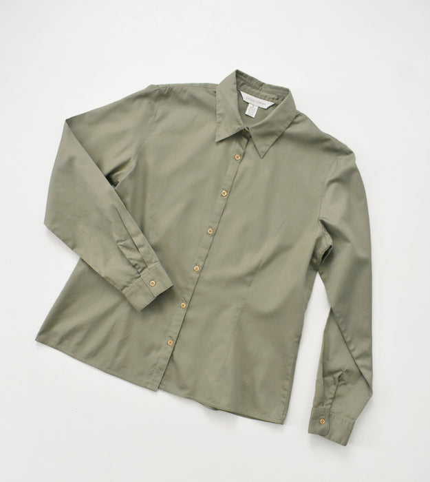 vintage khaki button down shirt (s/m)