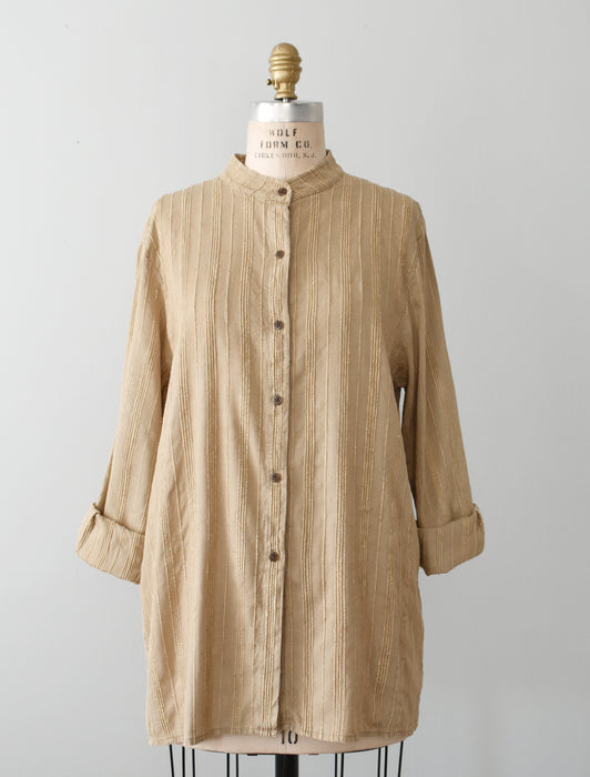 vintage ribbed raw silk shirt (l)