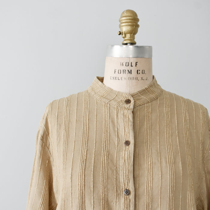 vintage ribbed raw silk shirt (l)