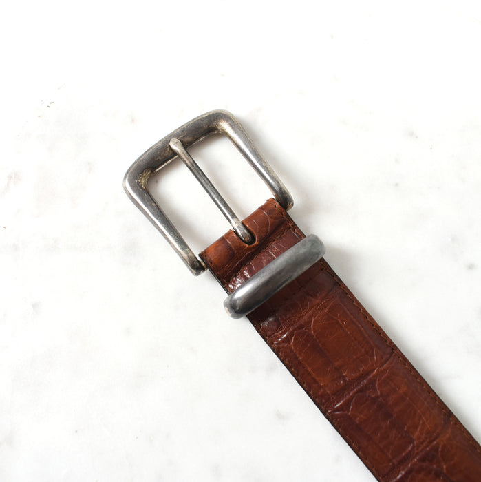 vintage brown leather belt (m)