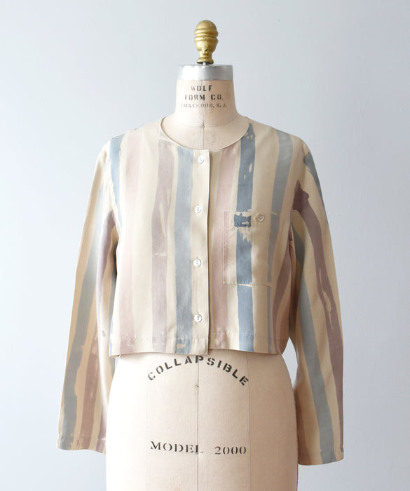 hand-painted vintage silk shirt | stripe 2 - Improv Goods