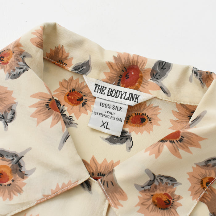 vintage sunflower silk blouse (m)
