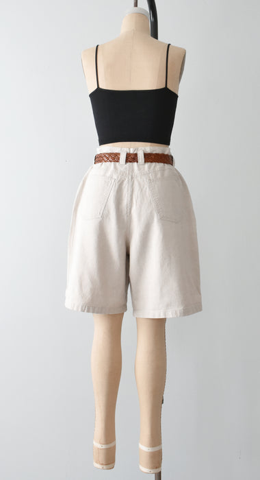 vintage ecru linen shorts (l) - Improv Goods