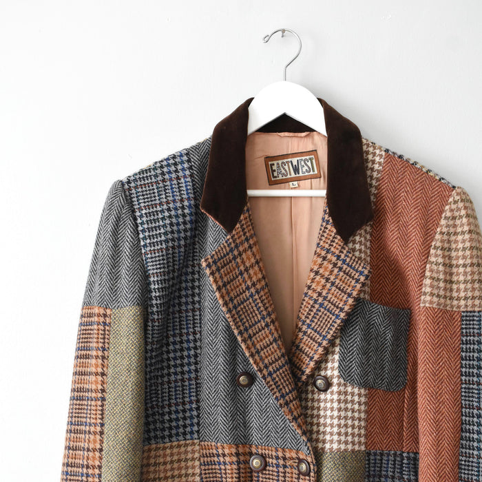 vintage mixed plaid wool blazer (m)