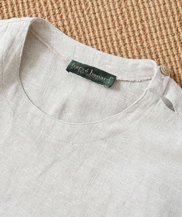 vintage natural flax linen top (m)