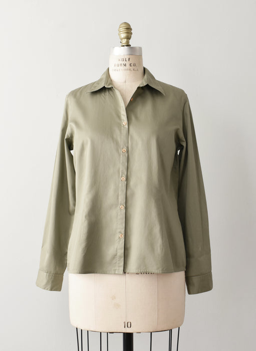 vintage khaki button down shirt (s/m)