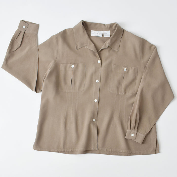 vintage beige silk blouse (xl)