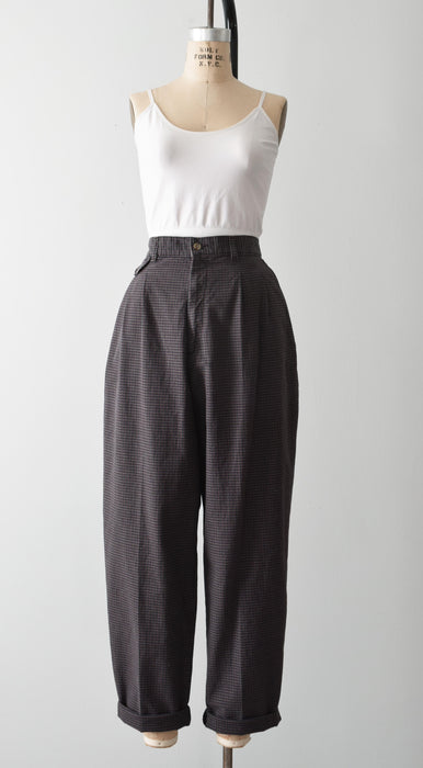 vintage check print trousers (l)