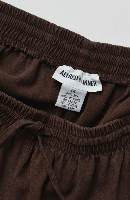 vintage cocoa raw silk pants (m/l)