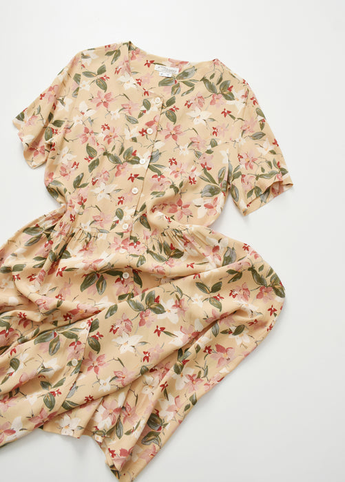 vintage floral button front dress (m/l)