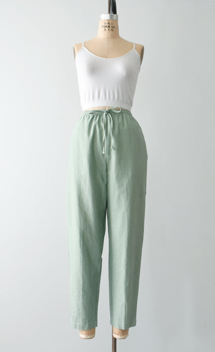 vintage celadon linen pants (m/l)