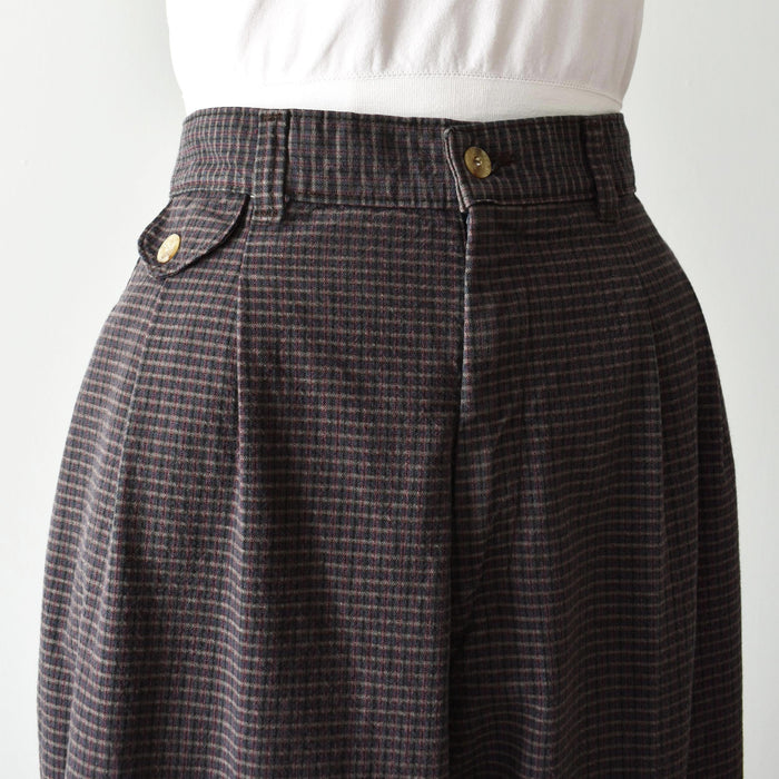 vintage check print trousers (l)