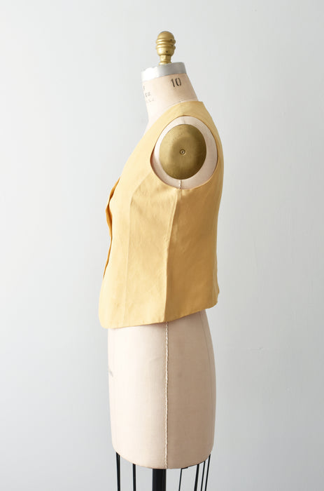 vintage saffron linen vest (xs/s)