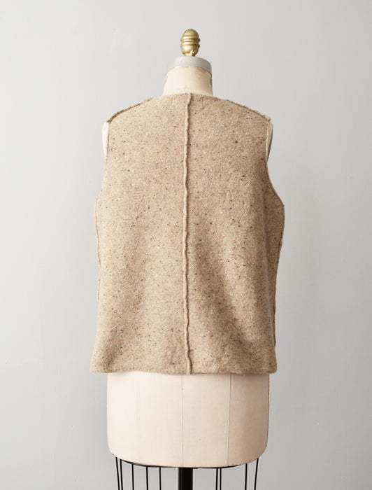 vintage oatmeal wool vest (l)