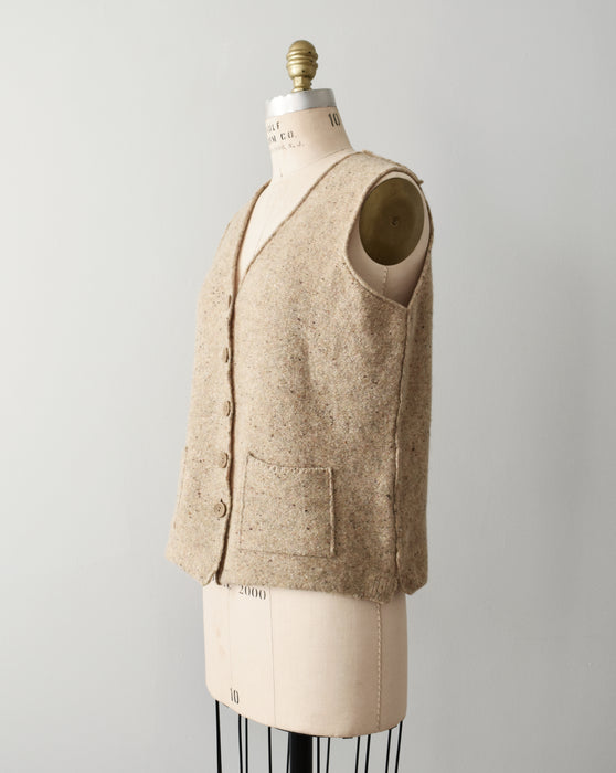 vintage oatmeal wool vest (l)