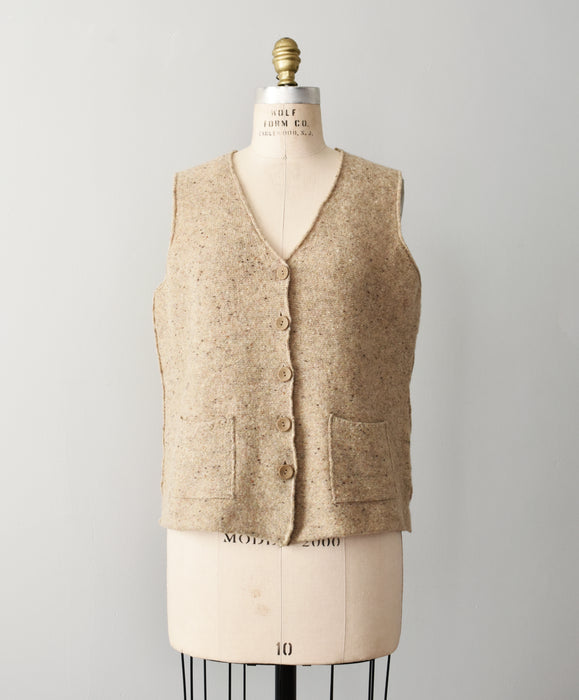 vintage oatmeal wool vest (l)