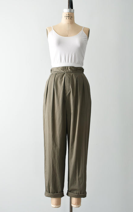 vintage olive buckle trousers (m)