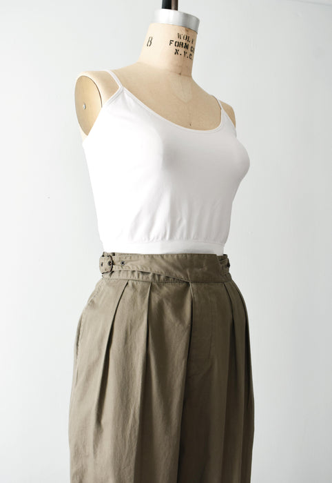 vintage olive buckle trousers (m)