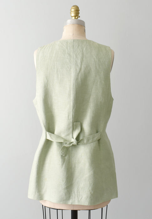 vintage pistachio linen vest (m)