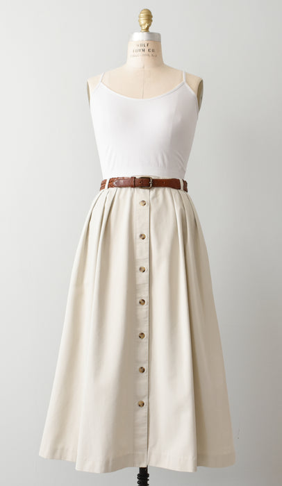 vintage cotton button front skirt (l)