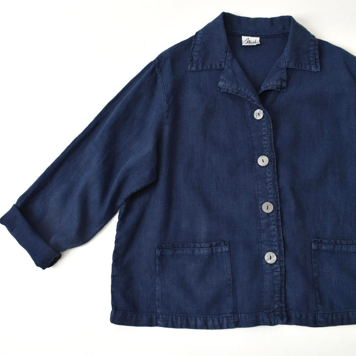 vintage indigo linen shacket (xl)